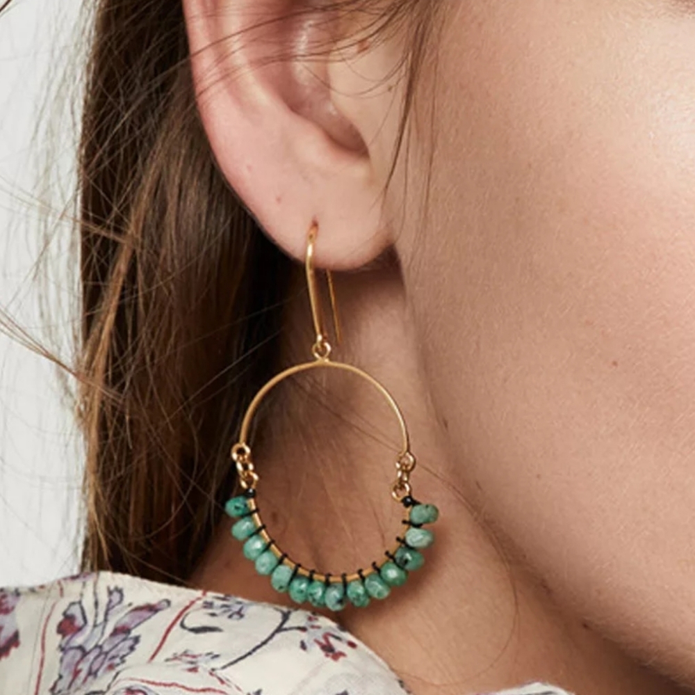 Anthro Natural Stone Drop Earrings - Picture 3 of 3